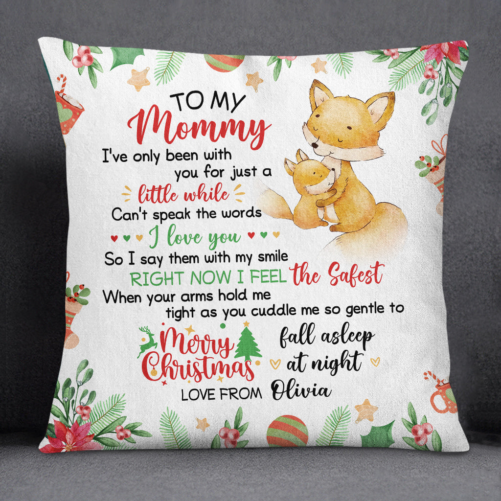 Personalized Square Pillow For New Mom Pregnancy Gifts Cute Fox I've Only Been With You Custom Double Sided Sofa On Christmas