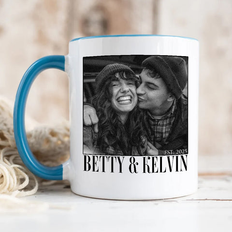 Couple Photo Mug, Personalized Name Custom Black White Photo, Romantic Matching Couple, Personalized Coffee Mug, Gifts For Him Her Honey, Ceramic 11 15oz Cup, Gifts For Valentine