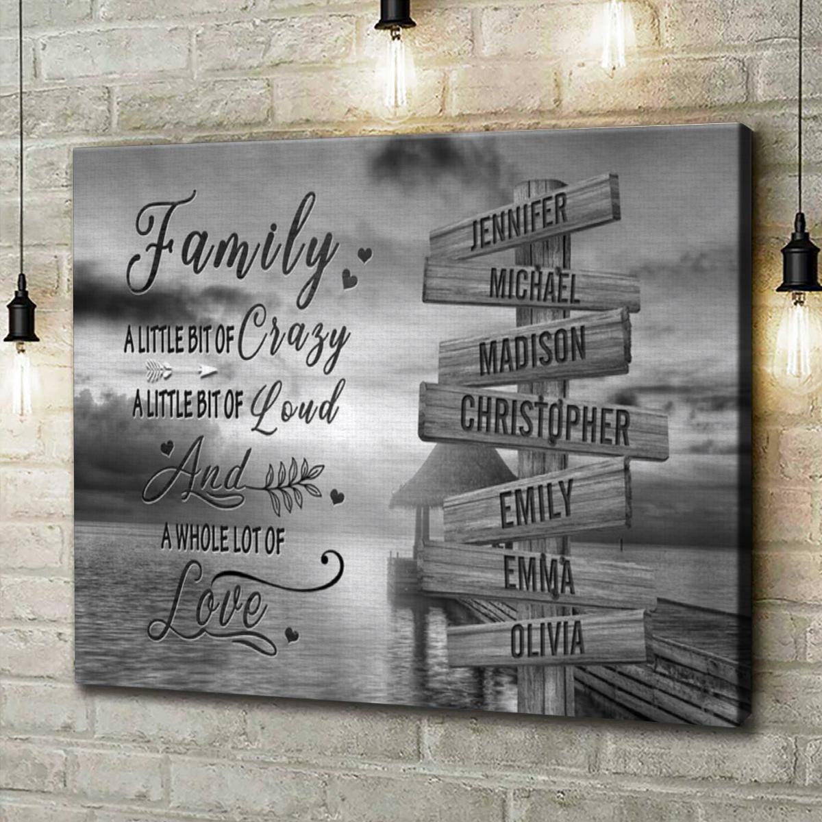 Personalized Canvas Wall Art For Mom Dad Grandma From Kids Grandkids Wooden Signs Black White A Little Crazy Custom Multi Name Poster Prints Home Decor Family Gifts For Mom Dad On Birthday