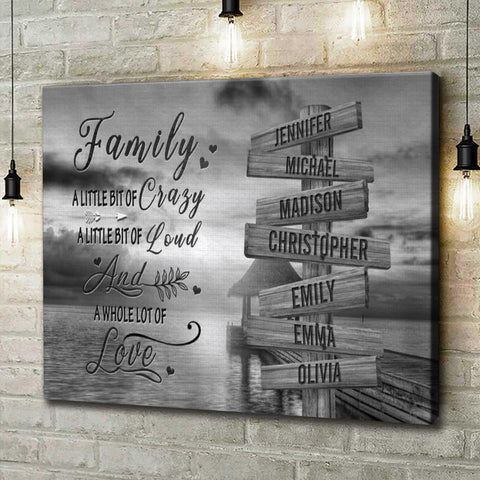 Personalized Canvas Wall Art For Mom Dad Grandma From Kids Grandkids Wooden Signs Black White A Little Crazy Custom Multi Name Poster Prints Home Decor Family Gifts For Mom Dad On Birthday