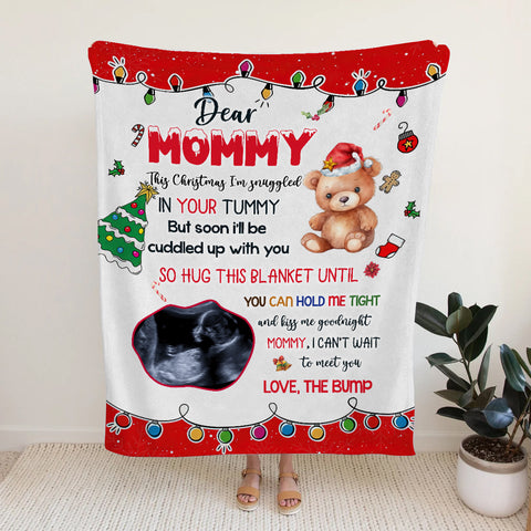 Mom To Be Gifts, So Hug This Blanket Until You Can Hold Tight Bear With Sonogram, Personalized Blanket, Gifts For Mommy New Mom, Fleece Sherpa, New Mom Blanket, Gifts For Christmas