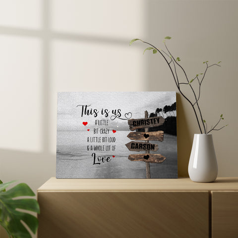 Family Gifts, Family A Little Bit Of Crazy Loud & A Whole Lot Of Love, Personalized Canvas Wall Art, Gifts For Mom Dad, Poster Prints Home Decor, Family Wall Hanging, Gifts For Birthday