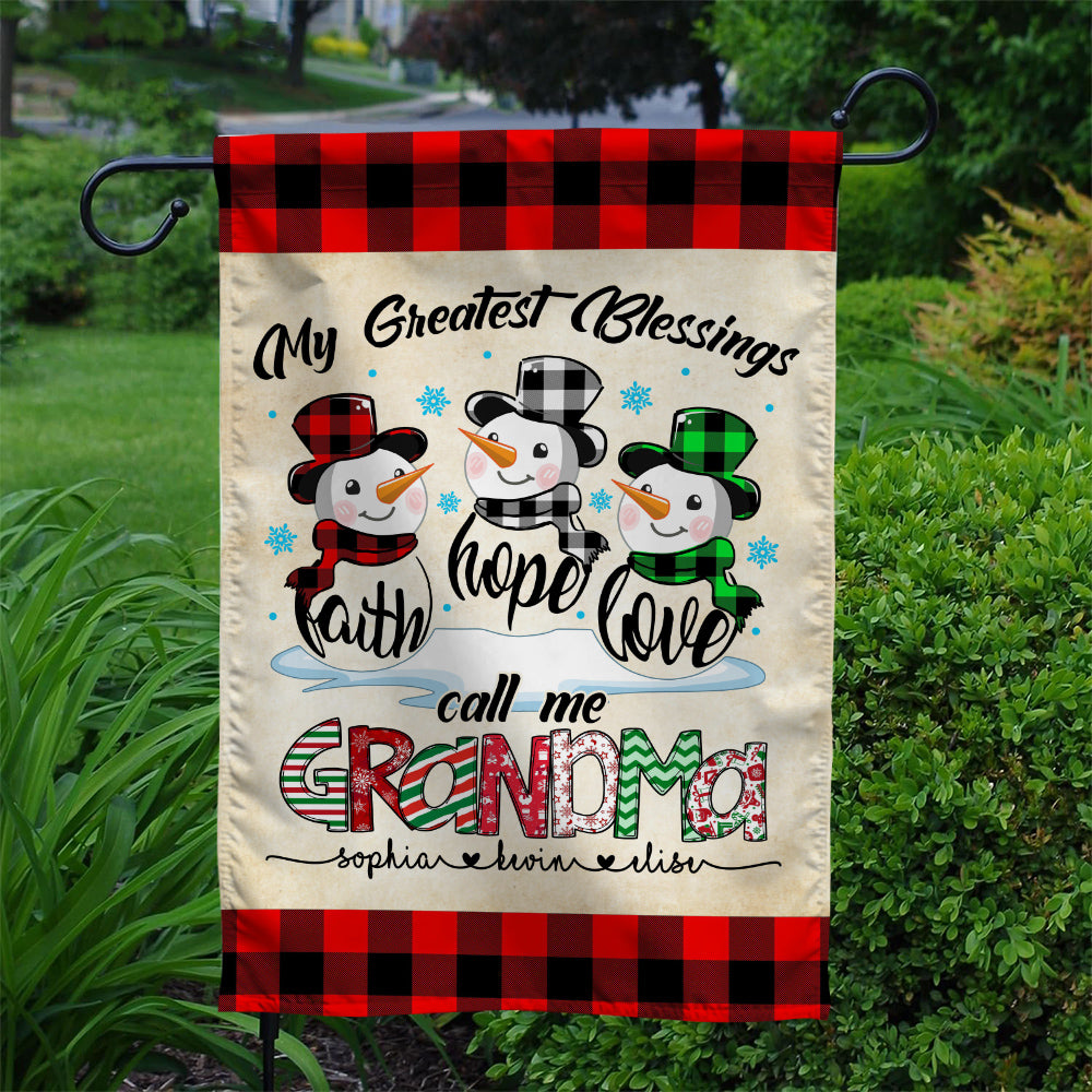 Custom Grandma Christmas Flag, Hope Love Family Names Banner, Holiday Yard Decor, Grandma Christmas Garden Banner, Holiday Lawn Sign, Personalized Garden Flag, Gifts For Nana From Kids
