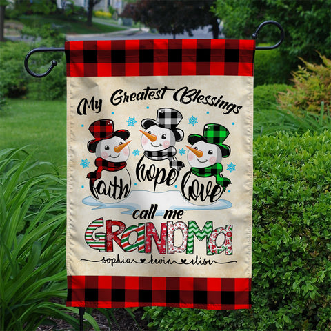 Custom Grandma Christmas Flag, Hope Love Family Names Banner, Holiday Yard Decor, Grandma Christmas Garden Banner, Holiday Lawn Sign, Personalized Garden Flag, Gifts For Nana From Kids