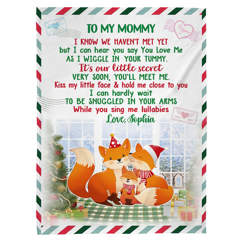 Gifts For Expecting Mom, As I Wiggle In Your Tummy Fox Family, Personalized Blanket, Gifts For New Mom Mom To Be Mommy, Fleece Sherpa, First Mom Blanket, Gifts For Christmas Birthday