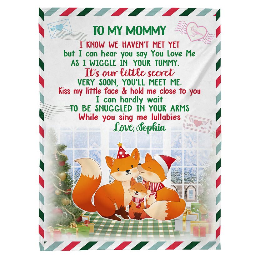 Gifts For Expecting Mom, As I Wiggle In Your Tummy Fox Family, Personalized Blanket, Gifts For New Mom Mom To Be Mommy, Fleece Sherpa, First Mom Blanket, Gifts For Christmas Birthday