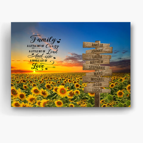 Family Gifts, Sunset Sunflowers Street Signs Wooden, Personalized Canvas Wall Art, Gifts For Parent Poster Prints Home Decor, Family Wall Decor, Gifts For Birthday Christmas Mothers Day
