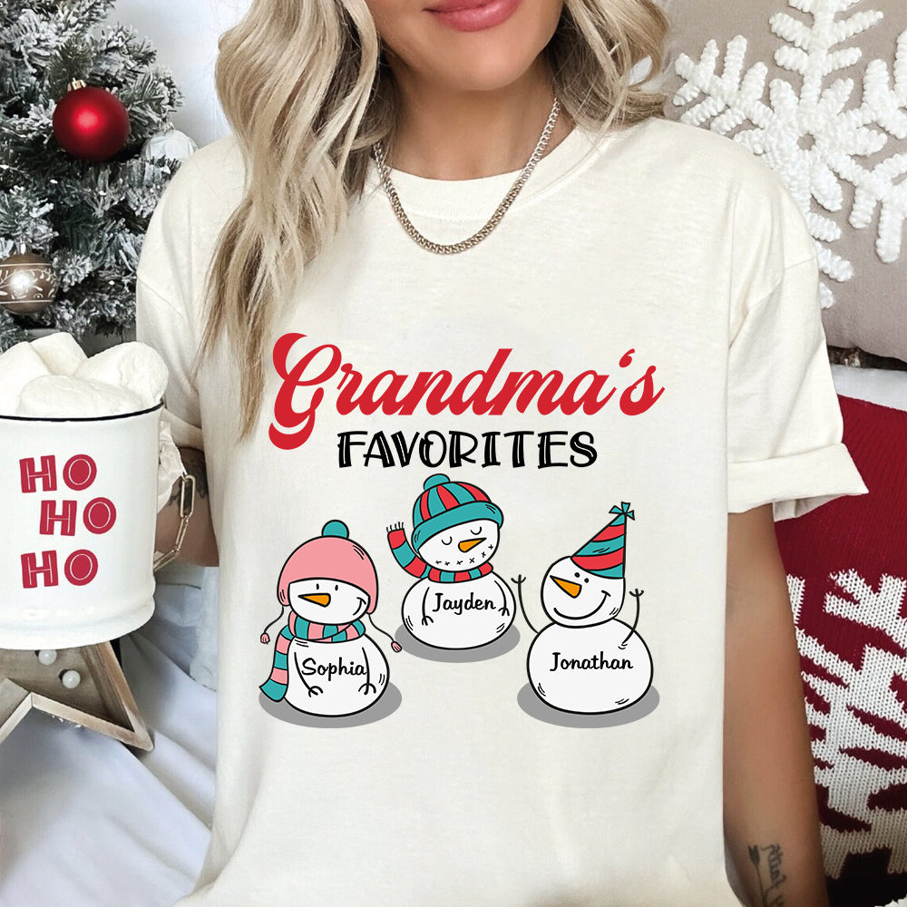 Grandma Gifts, Grandma's Favorites Grandkids Style, Personalized T-Shirt, Gifts For Nanny Grandma From Grandkids Children, Short Sleeve Tee Shirt, Gifts For Christmas Xmas Birthday