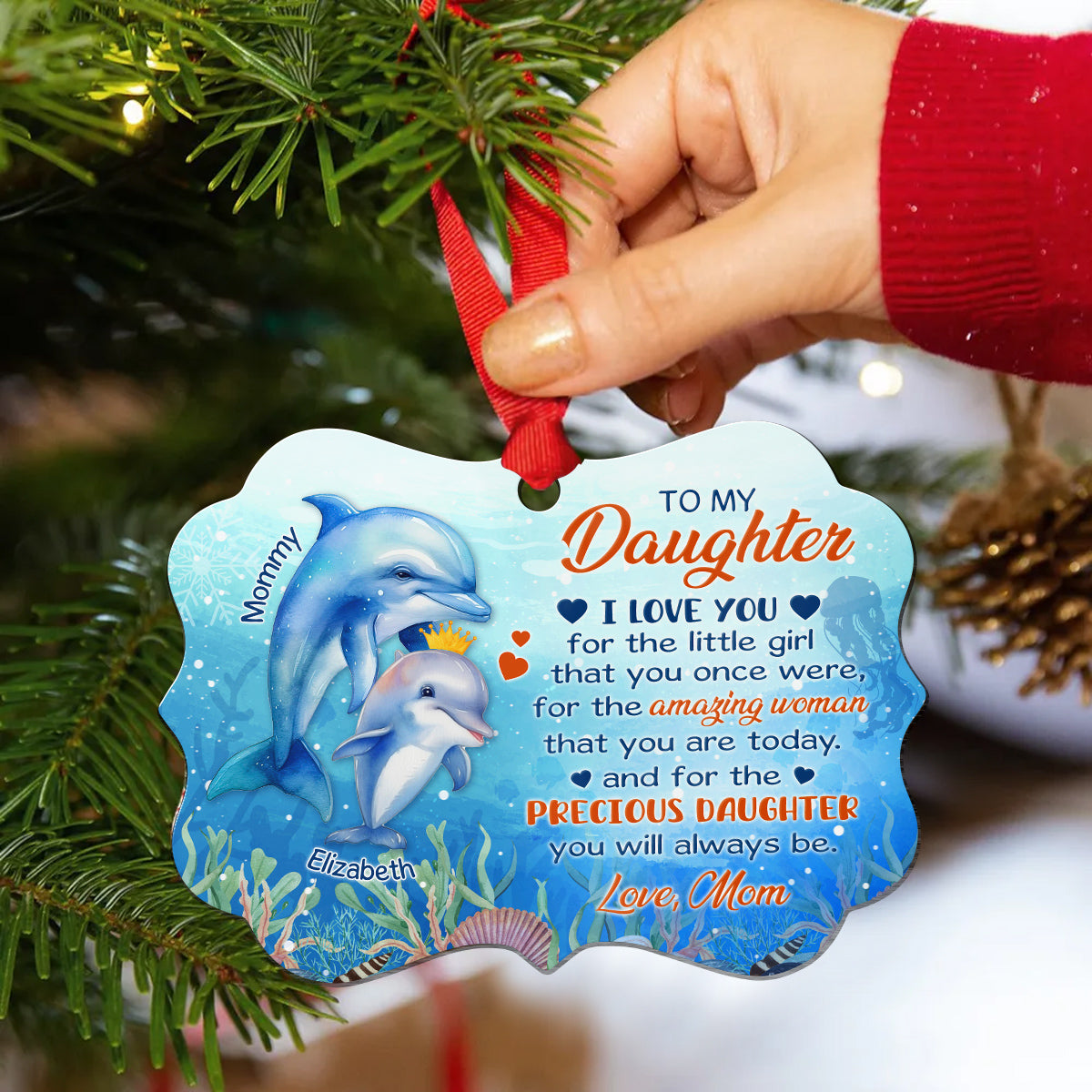 Daughter Gifts, For The Girl That You Once Were Ocean Theme Medallion Aluminum Ornament For Girls Babies From Mom Mother