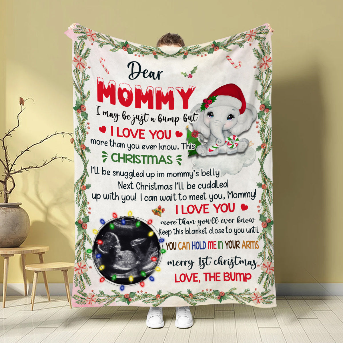 Mom To Be Gifts, Dear Mommy I Can't Wait To Meet You Elephant Baby Ultrasound Photo , Personalized Photo Blanket, Gifts For New Mommy, Fleece Sherpa, New Mom Blanket, Gifts For Xmas