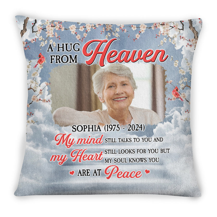 Sympathy Gifts Ideas, Personalized Memorial Square Pillow, My Mind Talks To You Heart Looks For You , Gifts For Loss Of Grandma Mom, Sofa Couch Cushion, Grieving Gifts For Anniversary