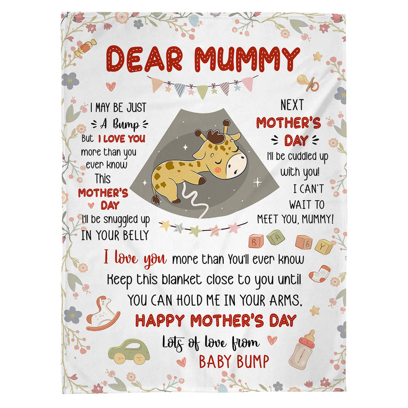 Mom To Be Gifts, I Can't Wait To Meet You 1st Mothers Day Baby Giraffe Sleeping In Mommy's Belly  Blanket, Gifts For New Mom