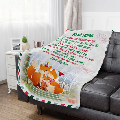 Gifts For Expecting Mom, As I Wiggle In Your Tummy Fox Family, Personalized Blanket, Gifts For New Mom Mom To Be Mommy, Fleece Sherpa, First Mom Blanket, Gifts For Christmas Birthday
