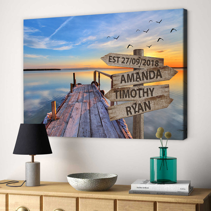 Personalized Canvas Wall Art For Mom Dad Family From Family Members Sunset Street Sign Est Year Custom Multi Name Poster Prints Home Decor Unique Family Gifts For Mom Dad On Birthday