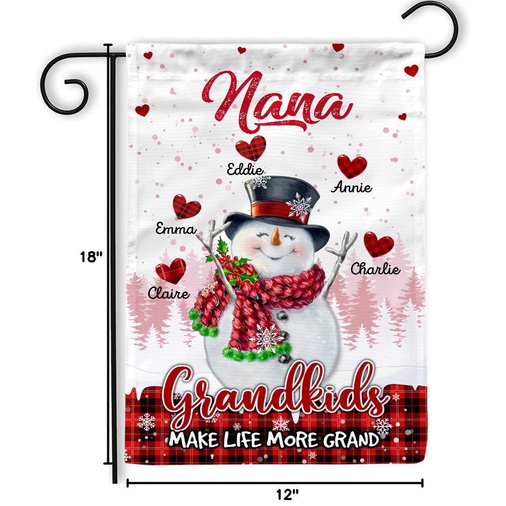 Grandma Gifts, Personalized Nana Grandkids Make Life More Grand Outdoor Banner, Children Names Garden Flag, Holiday Decoration, Winter Home Decoration, Yard Decor, Personalized Garden Flag, Gifts For Nana From Grandkids, Double Sided Outside Welcome Flag,