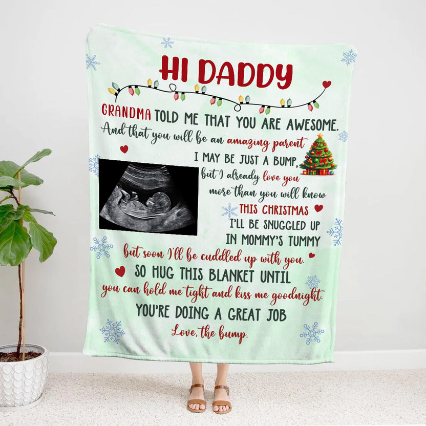 New Parents Gifts, Daddy Grandma Told Me That You Are Awesome, Personalized Photo Blanket, Gifts For New Daddy, Fleece Sherpa Blanket, Expecting Parents Blanket, Gifts For Birthday Xmas