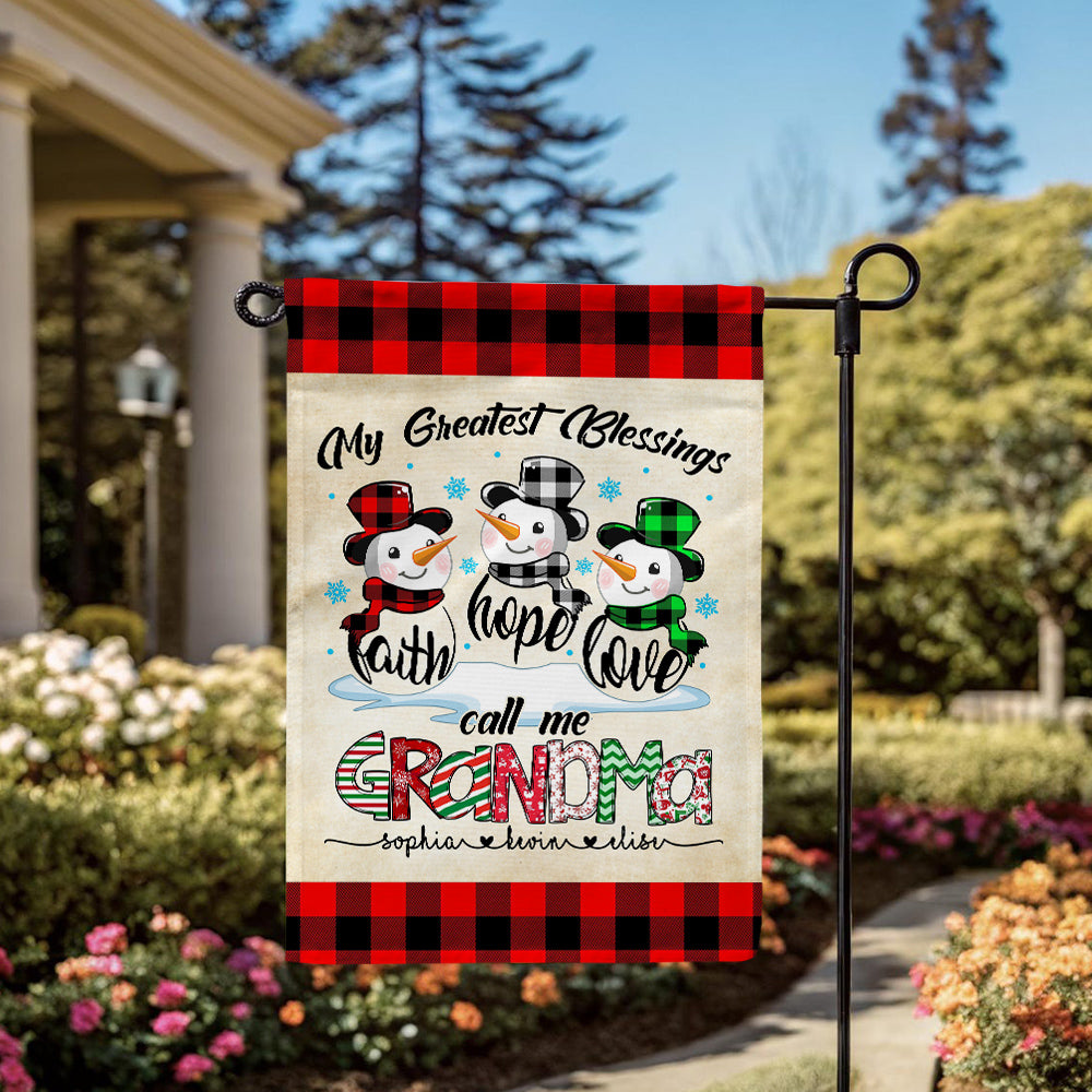 Custom Grandma Christmas Flag, Hope Love Family Names Banner, Holiday Yard Decor, Grandma Christmas Garden Banner, Holiday Lawn Sign, Personalized Garden Flag, Gifts For Nana From Kids