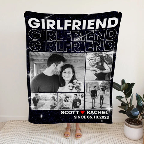 Gifts For Couple, Girlfriend Personalized Photo Custom Name Since Date, Soft Blanket With Picture  Gifts For Him Her Honey, Custom Fleece Sherpa Blanket Valentine Anniversary