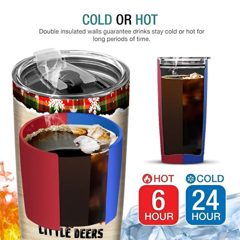 Grandmas Little Deers Custom Tumbler, Personalized Christmas Reindeer Ornament Travel Cup, Insulated Cup, Cute Festive Reindeer Name Travel Tumbler,  Gifts For Nana From Grandkids, 20oz