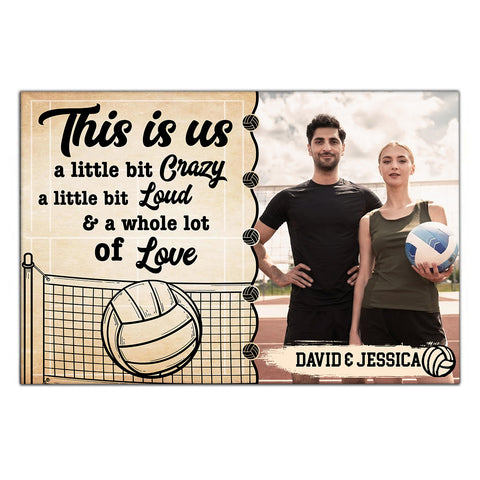 A Little Bit Loud & A Whole Lot Of Love Poster Canvas Wall Art, Personalized Name Volleyball Couple Photo Print, Romantic Sports Wall Decor, Personalized Canvas Art, Gifts For Him Her