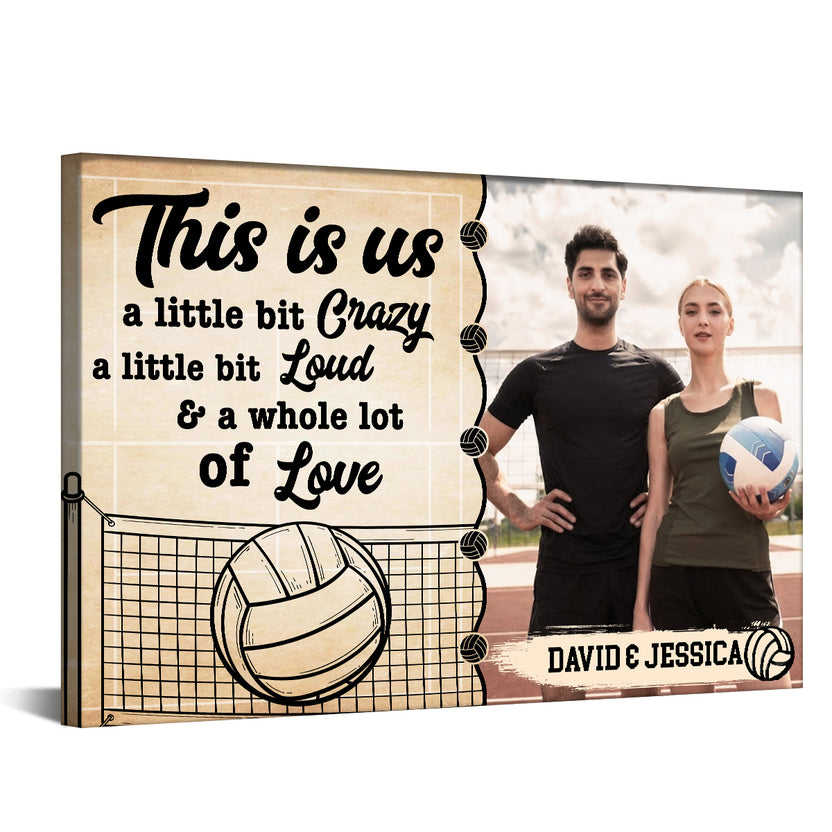 A Little Bit Loud & A Whole Lot Of Love Poster Canvas Wall Art, Personalized Name Volleyball Couple Photo Print, Romantic Sports Wall Decor, Personalized Canvas Art, Gifts For Him Her