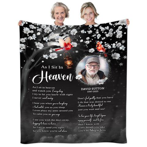 Sympathy Gifts, Memorial Blanket With Photo, Memorial Photo, Heaven Remembrance Blanket, Heaven Comfort Message, Loss Of Mom Dad, Fleece Sherpa, Funeral Gifts For Anniversary