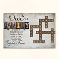 Our Family A Circle Of Strength And Love, Founded On Faith Crossword Art Poster, Personalized Canvas Wall Art, Gifts For Mom Dad, Poster Prints Home Decor, Family Wall Hanging