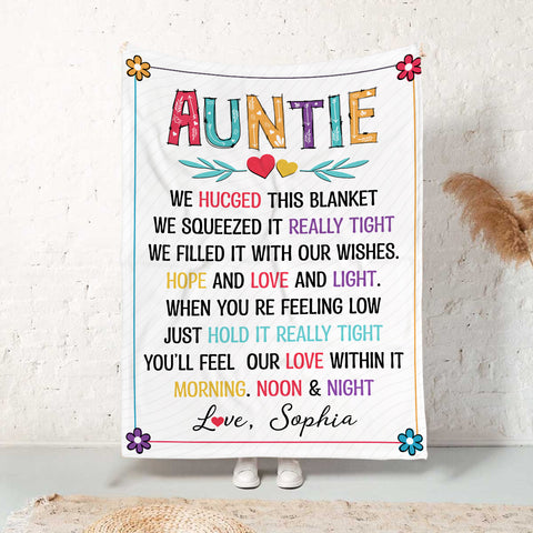 Personalized To My Godmother Blanket From Niece Nephew Auntie Blankets, Aunt Blanket With Niece Nephew Names Floral Custom Name Gifts Ideas For Aunt Fleece Sherpa Blanket For Birthday