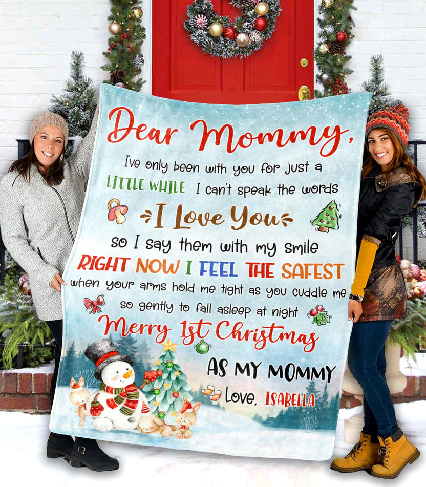 Personalized Blanket For Expecting First New Mom Merry 1St Christmas As My Mommy  Custom Name Gifts For Expecting Mom From Baby Bump For Christmas Xmas Birthday Fleece Sherpa Blanket