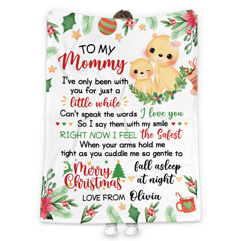 Personalized Blanket For New Mom From Newborn Baby Family Cute Lion I've Only Been With You Christmas Decorations Custom Name Gifts For Future Mom Fleece Sherpa Blanket For Christmas