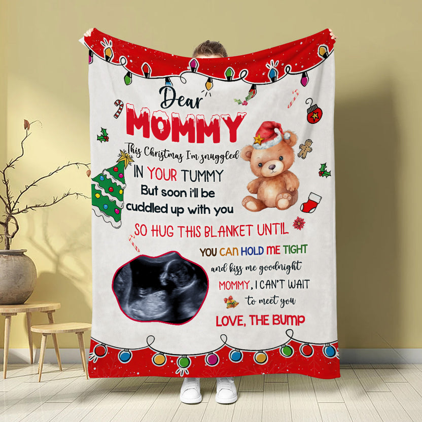 Mom To Be Gifts, So Hug This Blanket Until You Can Hold Tight Bear With Sonogram, Personalized Blanket, Gifts For Mommy New Mom, Fleece Sherpa, New Mom Blanket, Gifts For Christmas