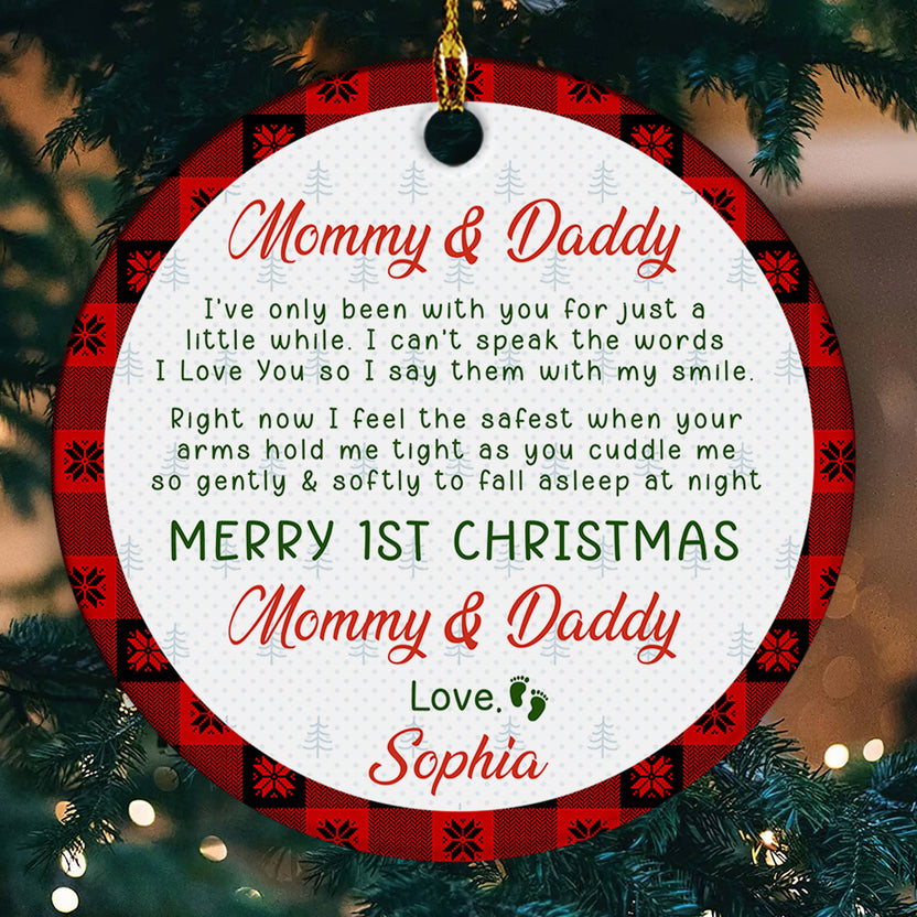Personalized Ornament For Mommy Daddy To Be  New Parents Gifts Merry 1St Christmas As Mommy And Daddy Custom Name Tree Hanging Ornament Decoration For Christmas