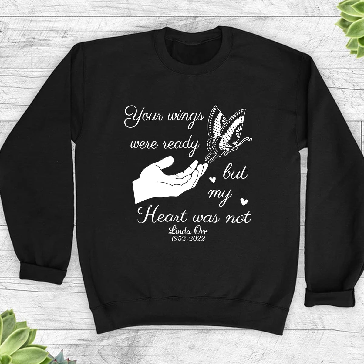 Personalized Memorial T-Shirt For Mom Dad Husband Wife In Heaven From Loved Ones Family Your Wings Were Ready But My Heart Was Not Custom Name Sympathy Gifts Shirt For Anniversary Of Death