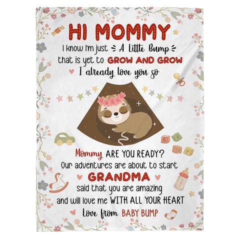 Mom To Be Gifts, I Already Love You Cute Baby Sloth Sleeping Ultrasound Mommy's Tummy , Personalized Blanket, Gifts For Mom To Be, Fleece Sherpa, New Mother Blanket For Mother's Day