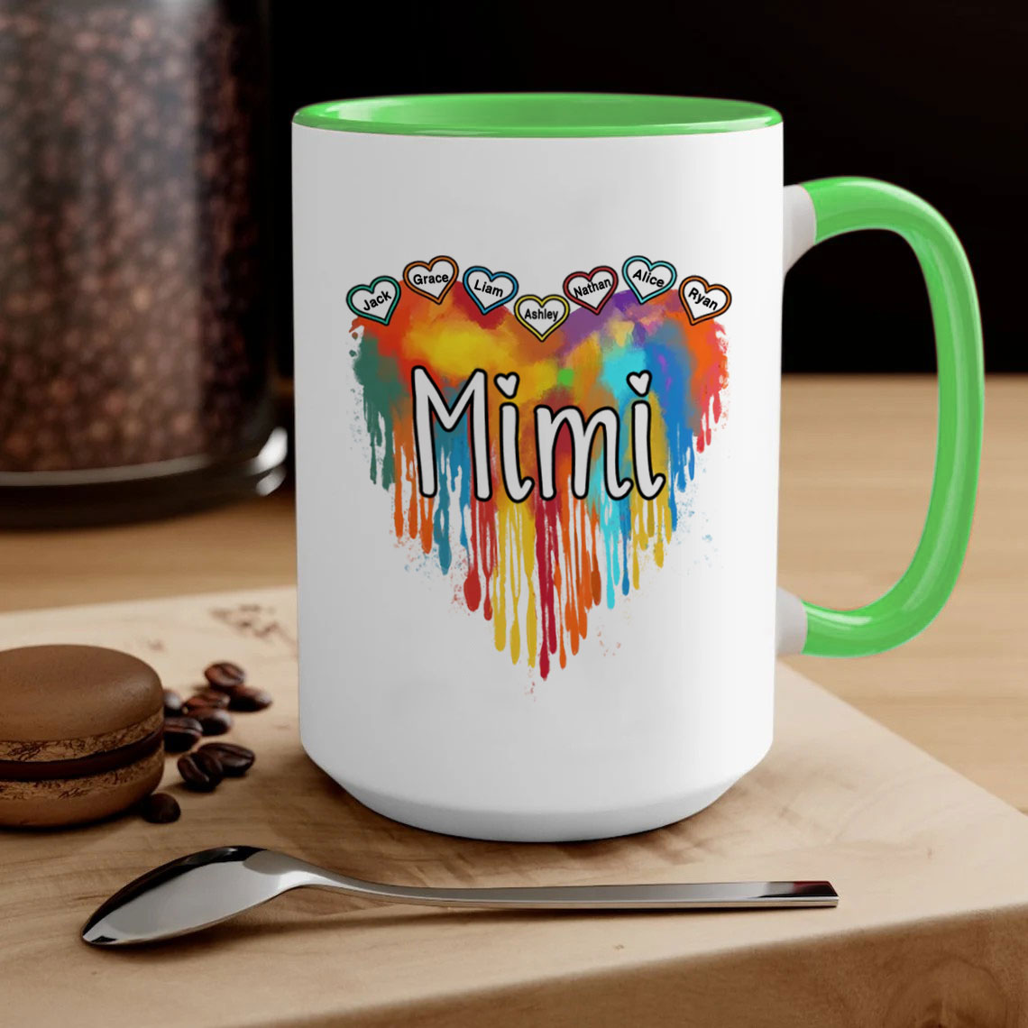 Personalized Coffee Mug For Grandmother From Granddaughter Grandson Grandma Melting Colorful Heart Custom Name Novelty Coffee Ceramic Cup 11 15Oz Grandma Gifts On Birthday Christmas