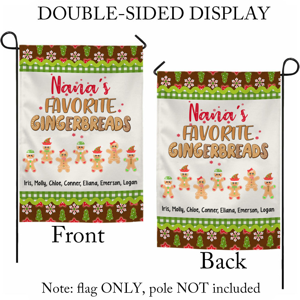 Grandma Gifts, Nanas Favorite Gingerbreads Custom Yard Flag, Personalized Kids Name Outdoor Banner, Christmas Home Decoration, Personalized Family Banner, Yard Decor, Personalized Garden Flag, Gifts For Nana From Grandkids, Double Sided Outside Welcome Fl