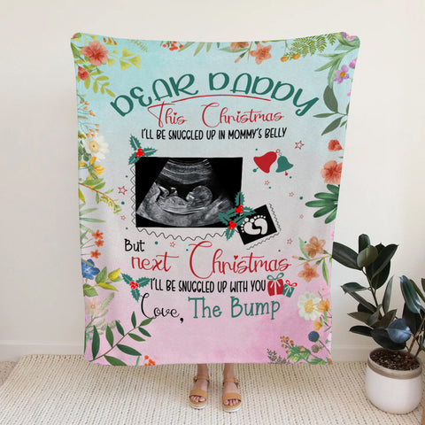 Expecting Parents Gifts, I’ll Be Snuggled Up In Mommy’s Belly, Personalized Photo Blanket, Gifts For New Daddy, Fleece Sherpa Blanket, Expectant Parents Blanket, Gifts For Birthday Xmas