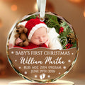 Family Gifts, Baby's First Christmas Circle Glass Ornament, Newborn Holiday Decoration, Newborn Keepsake, Custom Holiday Glass Tree Ornament, Gifts For New Siblings Baby Children