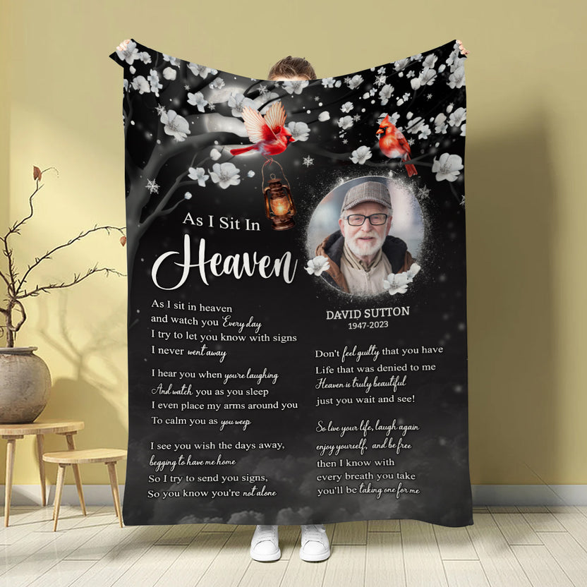 Sympathy Gifts, Memorial Blanket With Photo, Memorial Photo, Heaven Remembrance Blanket, Heaven Comfort Message, Loss Of Mom Dad, Fleece Sherpa, Funeral Gifts For Anniversary