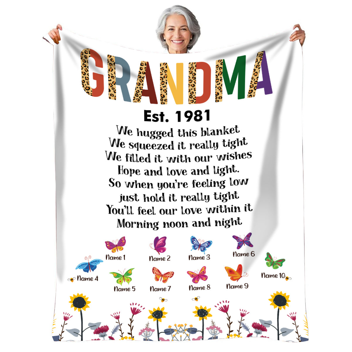 Grandmother Blanket, Established Year Title, Inspirational Poem Style, Personalized Names Display, Personalized Blanket, Gifts For Nana From Grandkids, Custom Fleece Sherpa Blankets