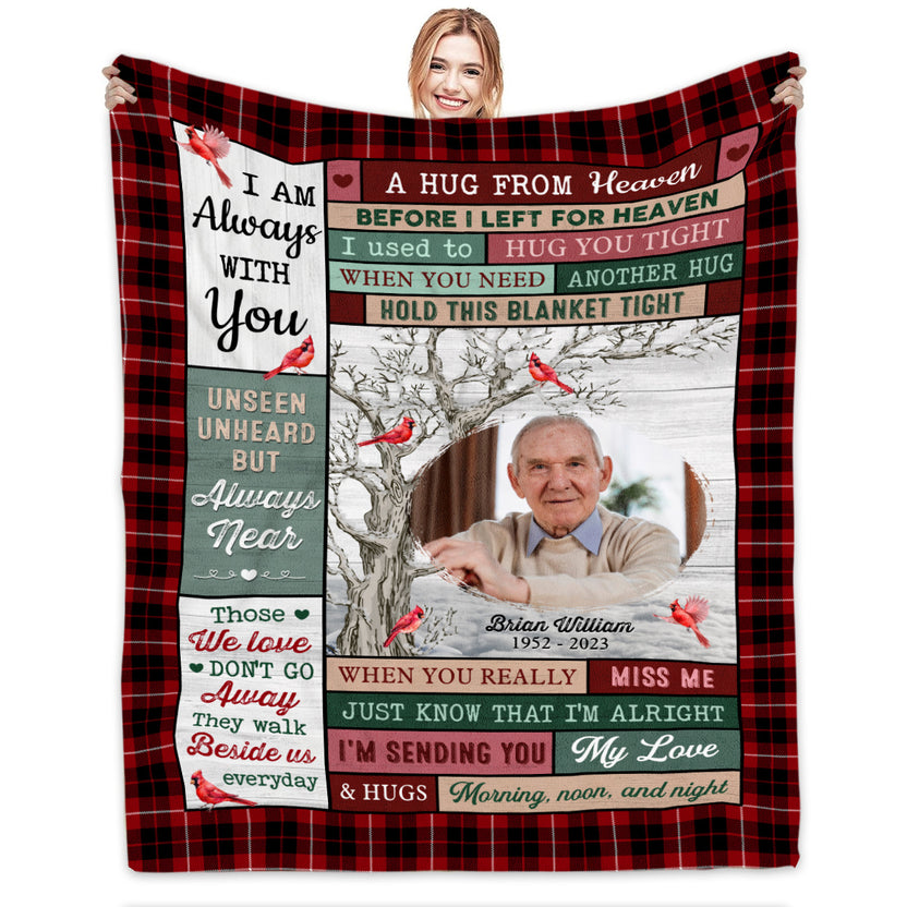 Sympathy Gifts, Personalized Memorial Blanket, Upload Photo Gifts A Hug From Heaven, Loss Of Mom Dad Lover, Fleece Blanket
