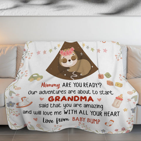 Mom To Be Gifts, I Already Love You Cute Baby Sloth Sleeping Ultrasound Mommy's Tummy , Personalized Blanket, Gifts For Mom To Be, Fleece Sherpa, New Mother Blanket For Mother's Day