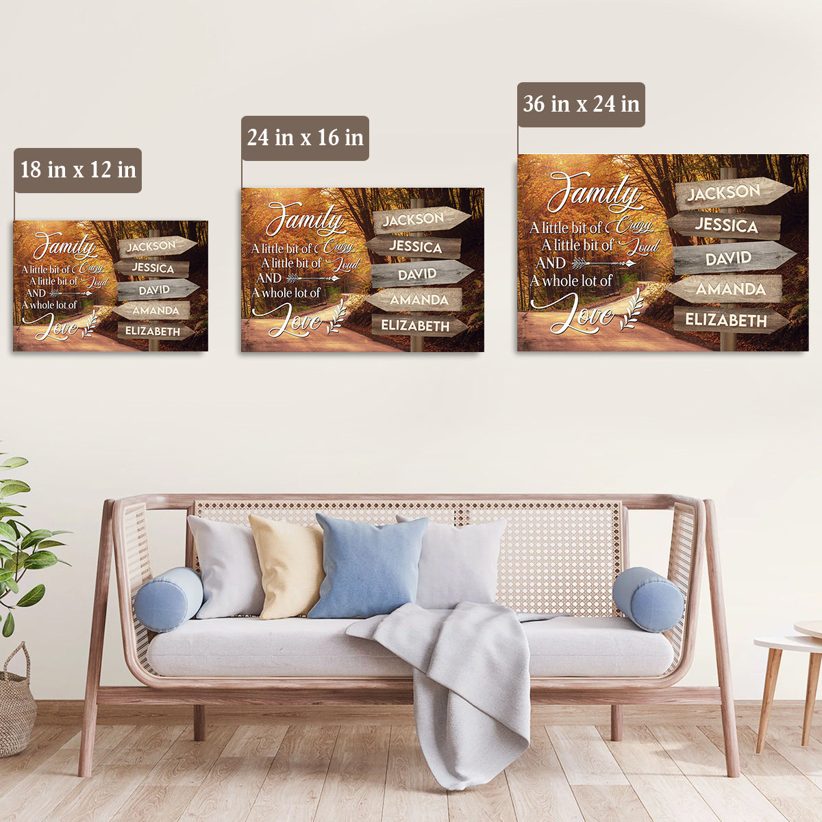 Family Gifts, Family A Little Bit Of Crazy A Little Of Loud And Whole Lot Of Love, Canvas Wall Art Poster Prints Home Decor