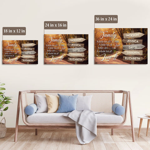 Family Gifts, Family A Little Bit Of Crazy A Little Of Loud And Whole Lot Of Love, Canvas Wall Art Poster Prints Home Decor