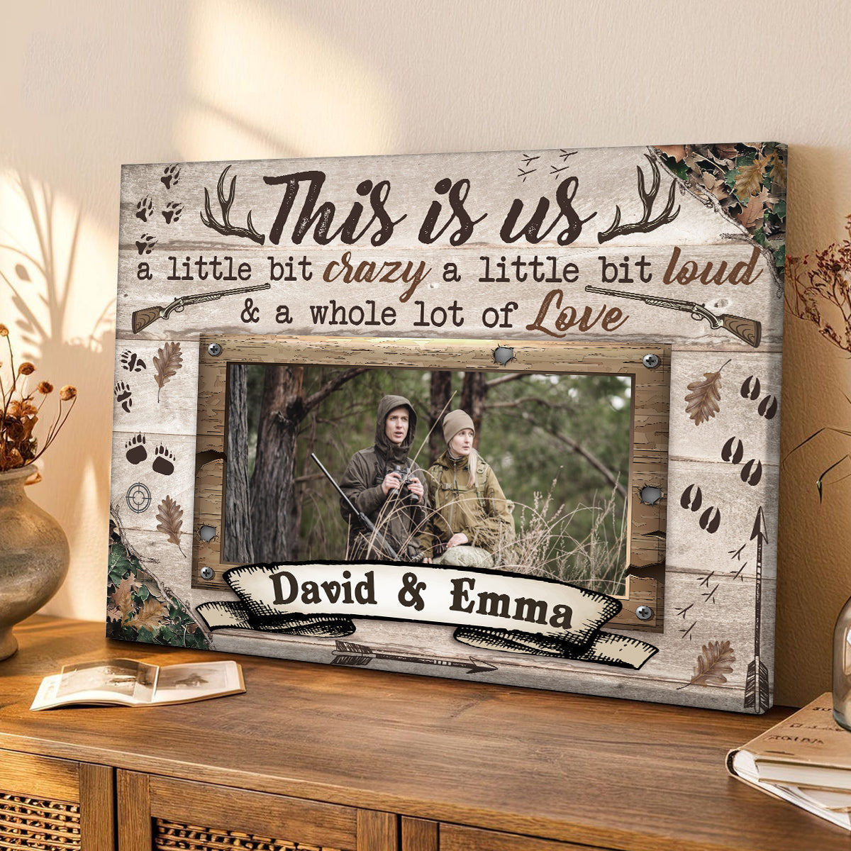 Personalized Name Outdoor Canvas, A Whole Lot Of Love Phrase Artwork, Hunting Theme Couple Wall Decor, Personalized Canvas Wall Art, Gifts For Him Her Honey, Poster Prints