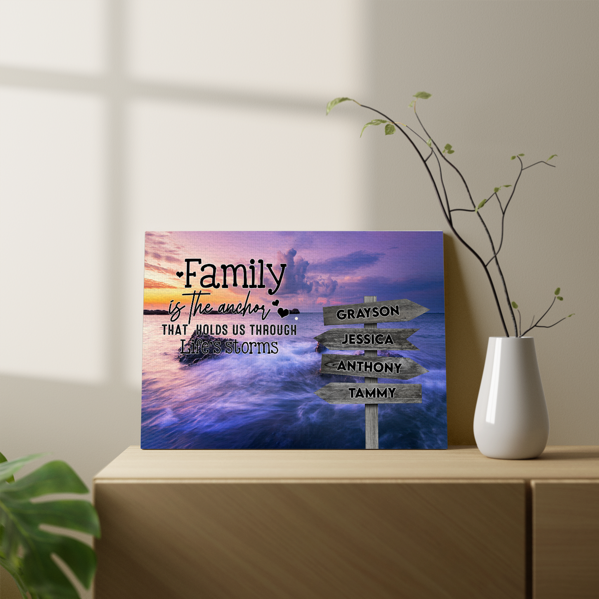 Personalized Canvas Wall Art For Mom Dad Kids From Son Daughter Street Sign Multi Name Family Is The Anchor Custom Multi Name Poster Prints Home Decor Family Gifts For Mom Dad