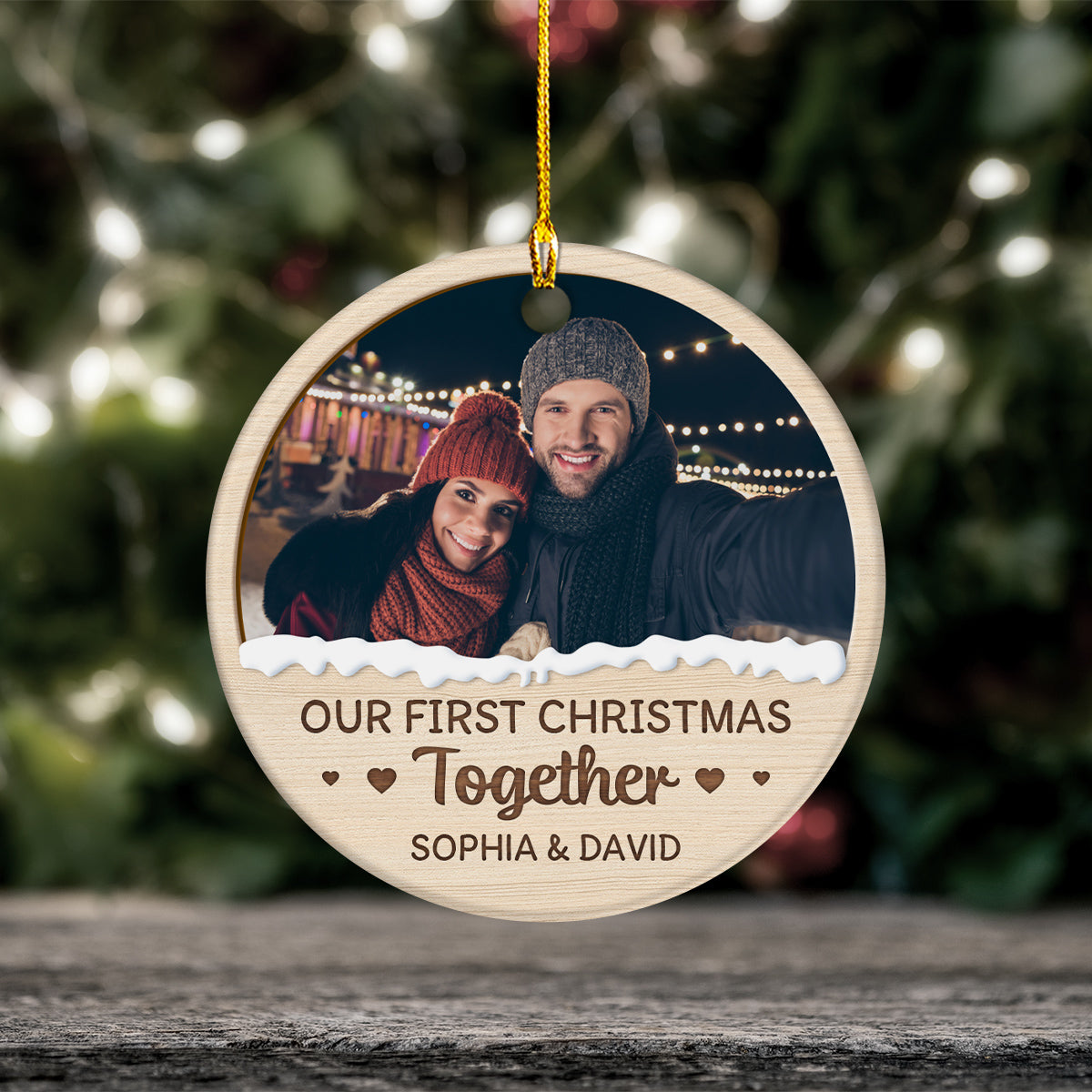Couple Photo First Christmas Ornament, Custom Holiday Tree Decoration, Romantic Couple Keepsake, First Christmas Together Keepsake, Holiday Ornament Gifts For Him Her Honey Wife Husband