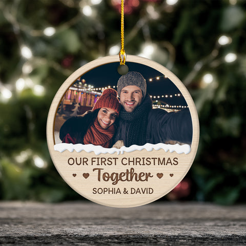 Couple Photo First Christmas Ornament, Custom Holiday Tree Decoration, Romantic Couple Keepsake, First Christmas Together Keepsake, Holiday Ornament Gifts For Him Her Honey Wife Husband