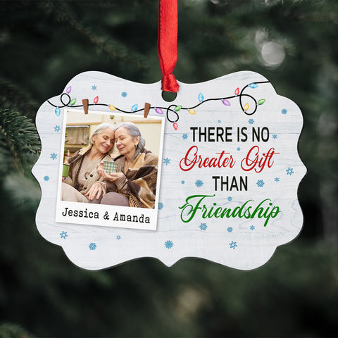 There Is No Greater Gifts Than Friendship Friends Together Xmas Light Snowflakes, Personalized Christmas Ornament, Gifts For Old Ladies, Xmas Tree Decor, Friends Ornament