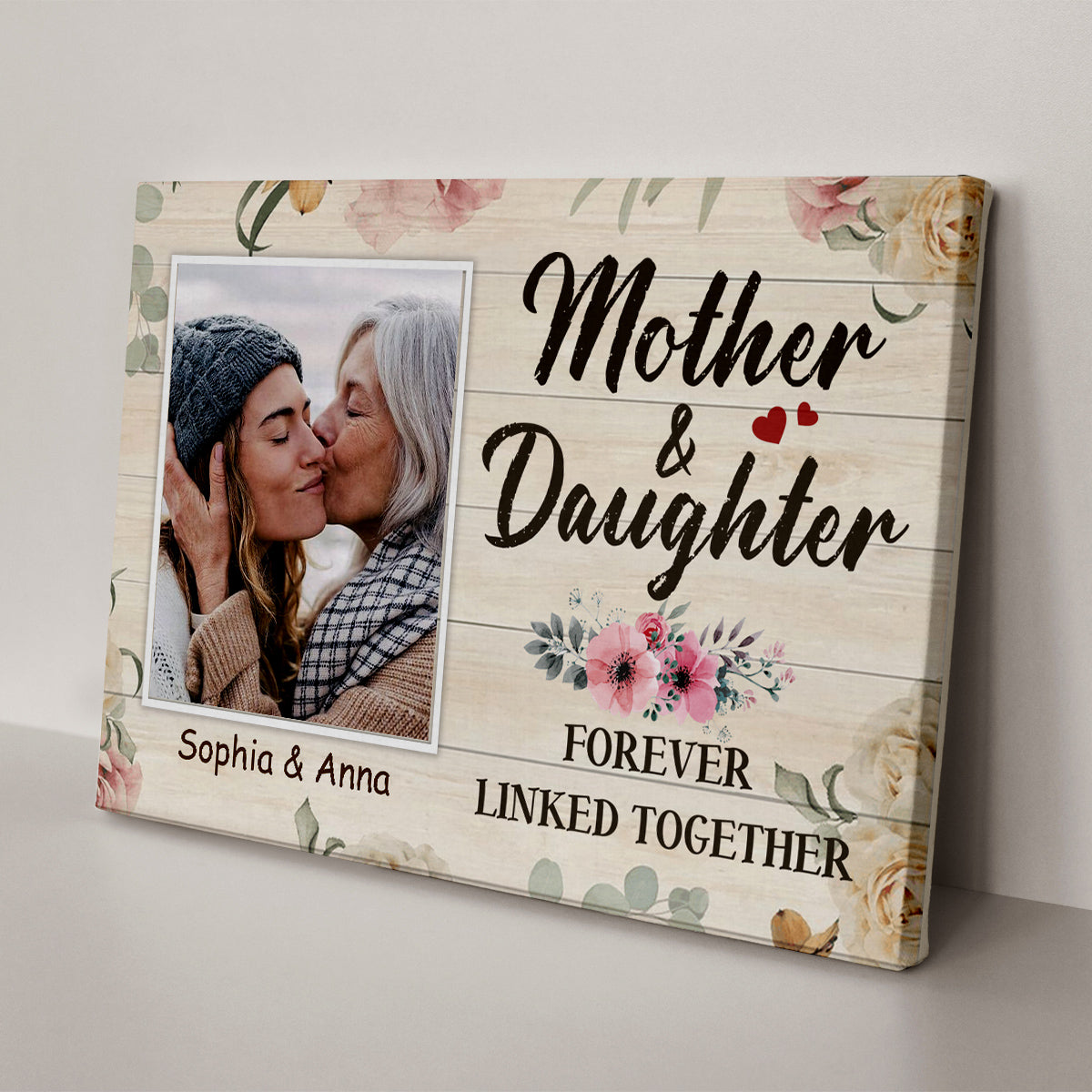 Gifts Ideas For Mom, Mother Daughter Forever Linked Together, Personalized Canvas Wall Art, Gifts For Mom Mommy From Son Daughter, Poster Prints Wall Decor, Gifts For Mother's Day